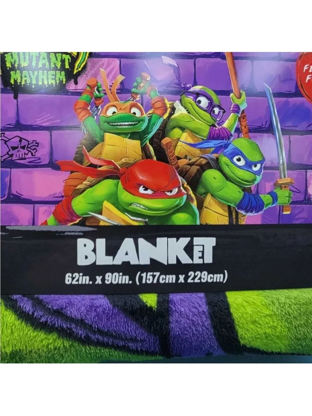 Teenage Mutant Ninja Turtles Kids Twin/Full Blanket, 62 x 90, Microfiber, Blue,